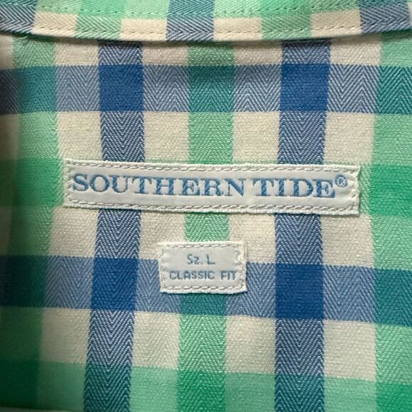 Southern Tide bright gingham checked long sleeve button down shirt L - Picture 7 of 10